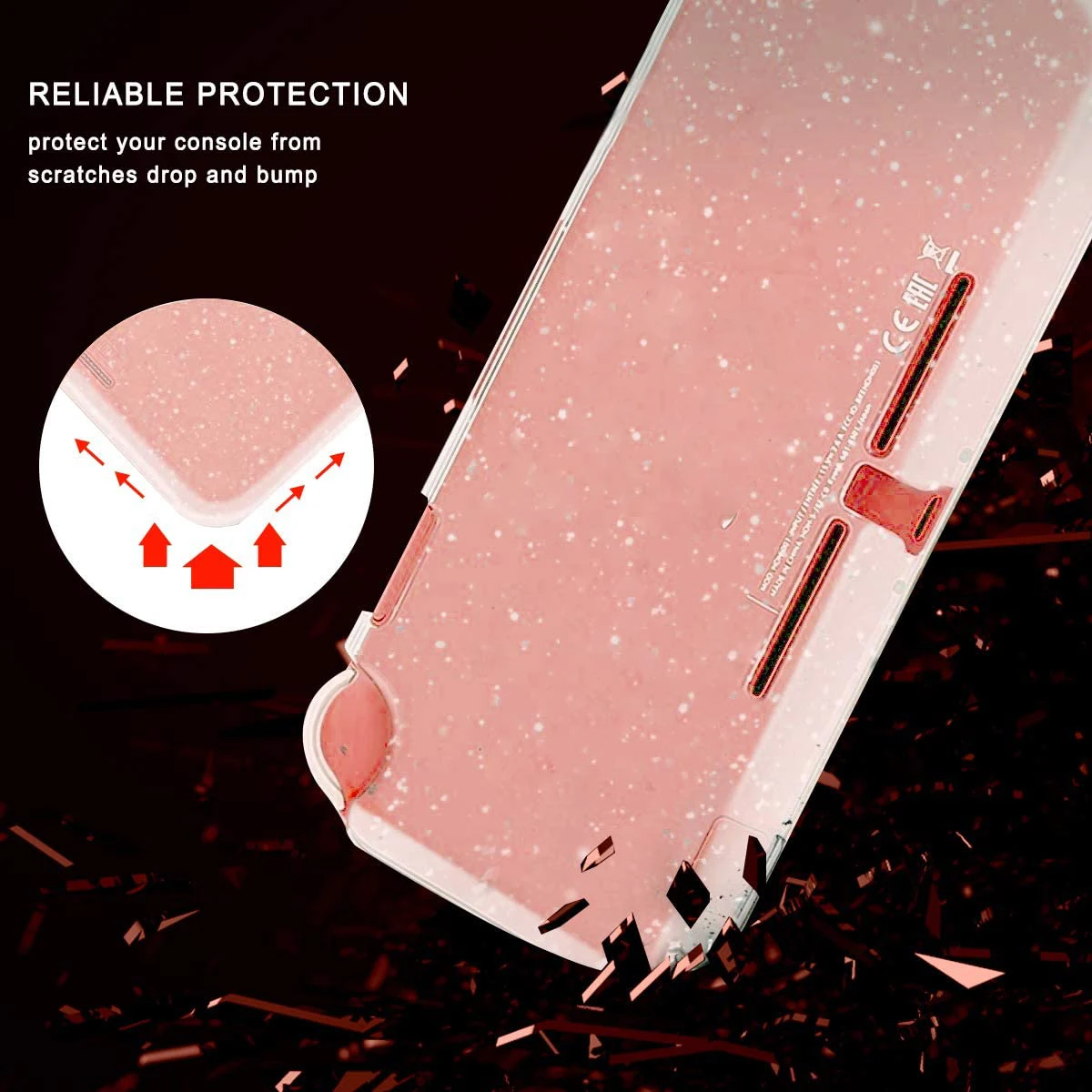 Clear TPU Soft Glitter Case Protective Cover Bling Shell For Nintendo Switch Lite Game Console Transparent Back Shiny Protector