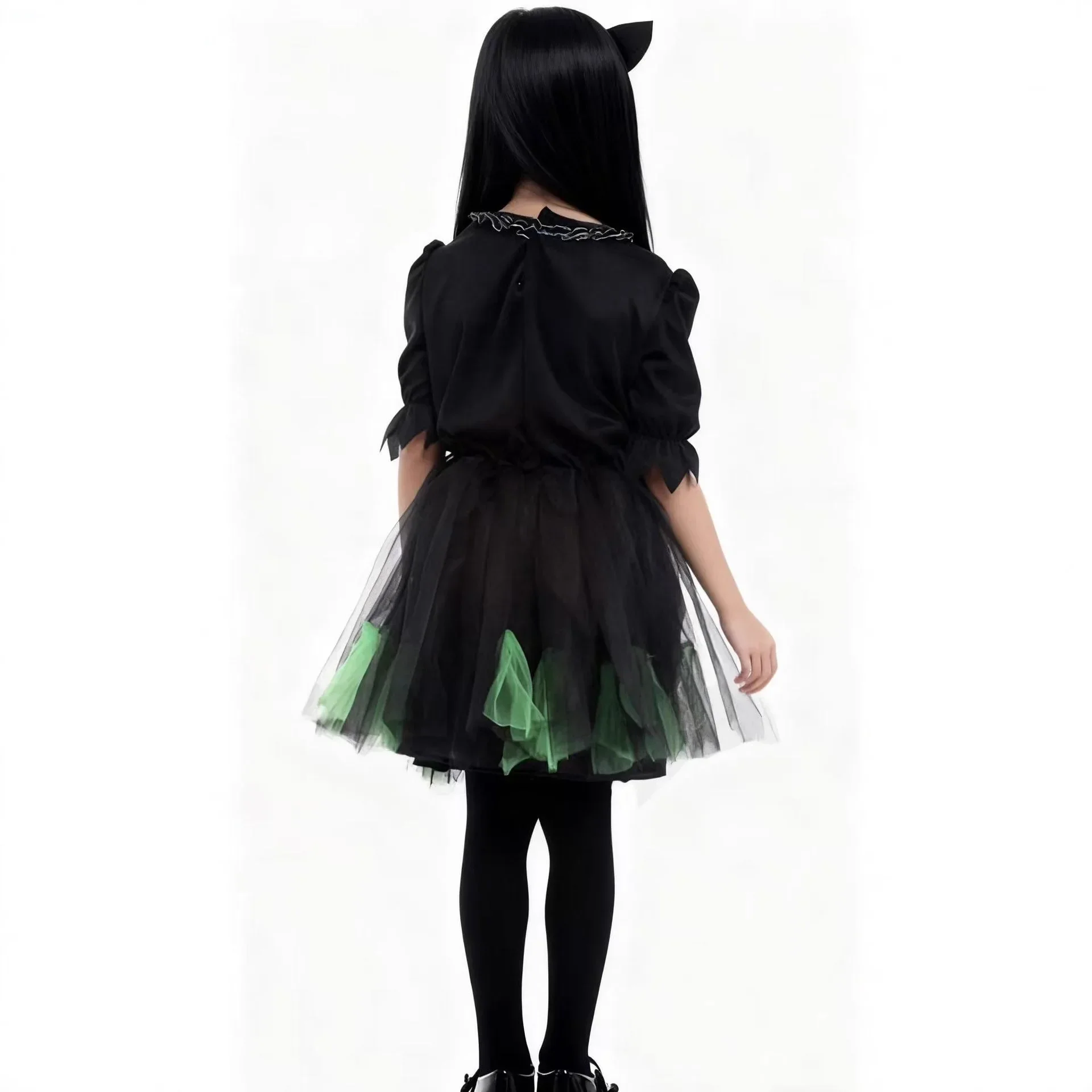 Kinder-Halloween-Kostüm für Mädchen, Katzen-Thema, Tutu-Outfit mit Katzenohren als Kopfaccessoire für Themenpartys, Karneval, Rollenspiele und Shows – Detail 9