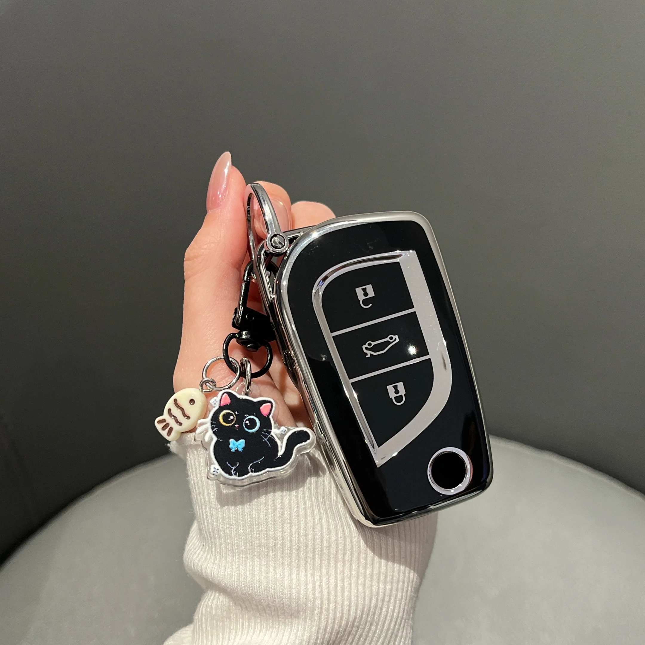 TPU Autoschlüssel-Hülle für Toyota Klappschlüssel Corolla Camry Levin Reiz Highlander RAV4 Rongfang Fernbedienungs-Schlüsselschutz – Detail 3