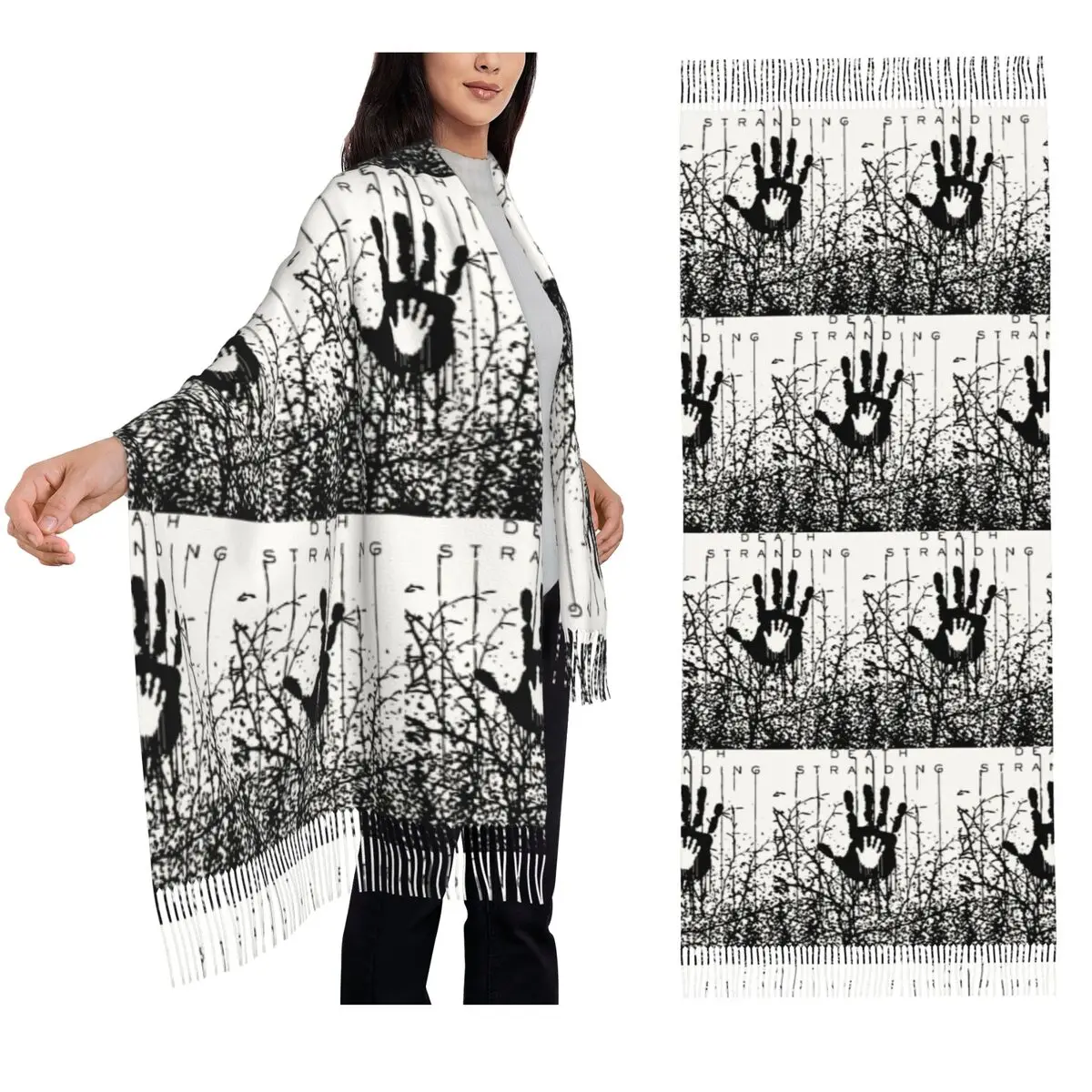 

In The Forest Death Stranding Game For Fans Шарф Шарфы с кисточками Женские мягкие теплые шали и накидки Большая осенне-зимняя шаль