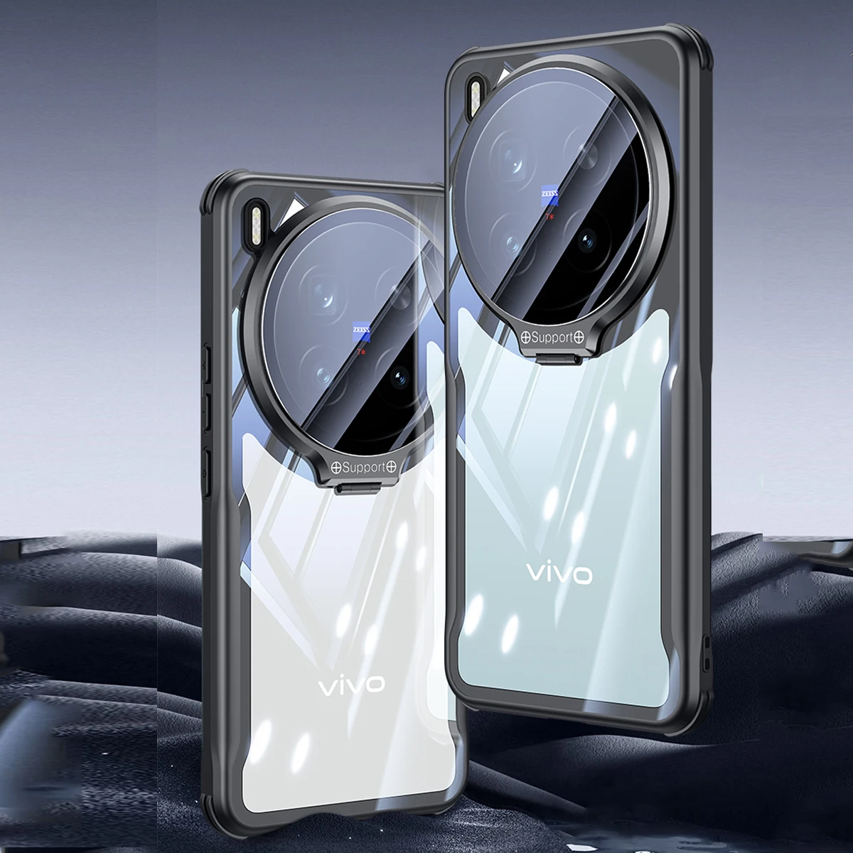 

Shockproof Clear Lens Kickstand Phone Case For Vivo X300 Pro X200 Ultra X200 Pro Mini X100, Hard Camera Protection Cover Funda