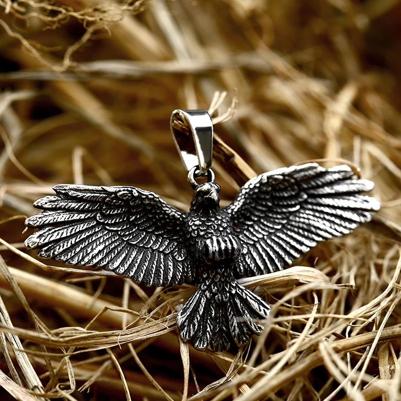 Beier Wholesale Stainless Steel Emboss Eagle Pendant predator necklace For Man Punk good detail Animal Jewelry BP8-752