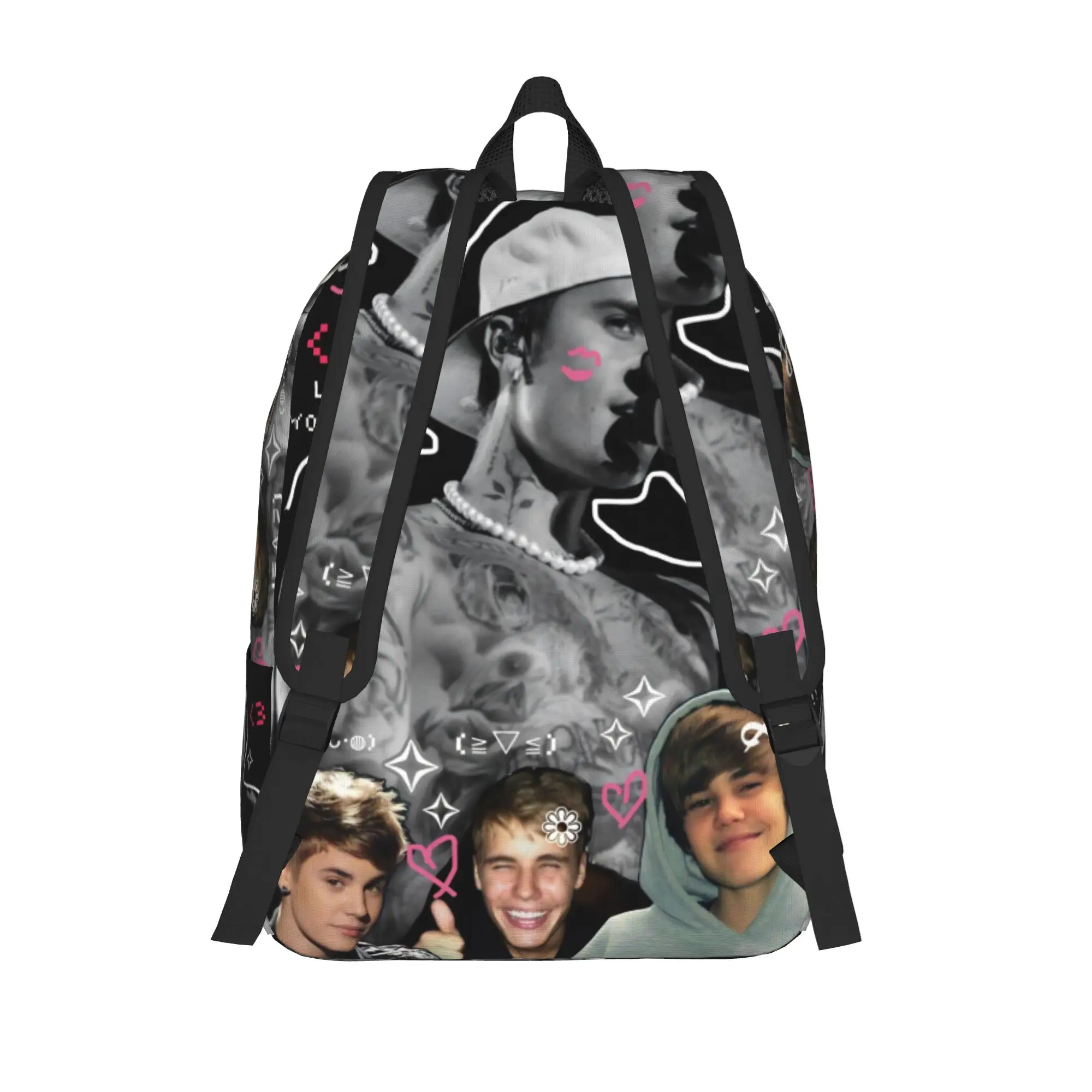Justins Pop Singer Biebering Backpack for Men Women Teenage Student Hiking Travel Daypack Dance Cool Laptop Canvas Bags Gift