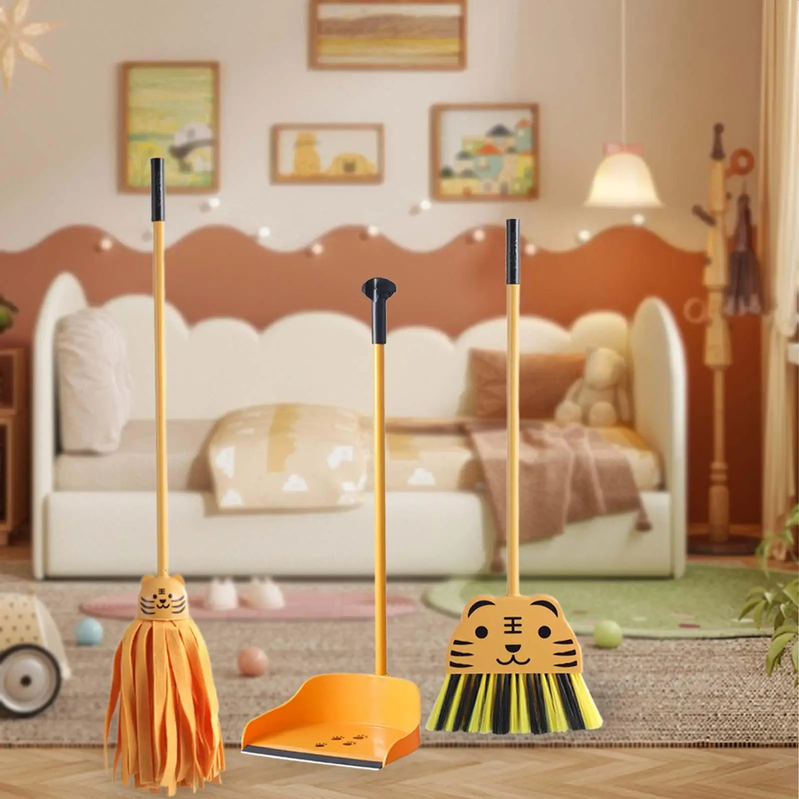 Kids Mini Broom and Dustpan Set - Household Cleaning Tools for Children