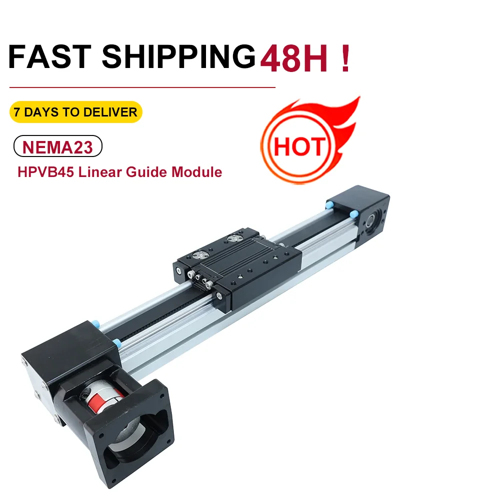 

4pcs HPVB45 NEMA23 Effective Travel Stroke Lenght 600-700mm HTD3M-15 Timing Belt Linear Slide Guide Motion Module Sliding