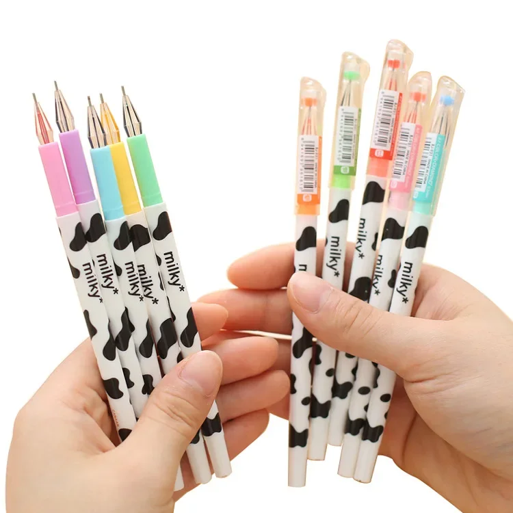 Edition Cartoon Creative Stationery Pen Cows 12 Color Diamond Color Students Stationery Gel Pen Cute Stationary Wholesale