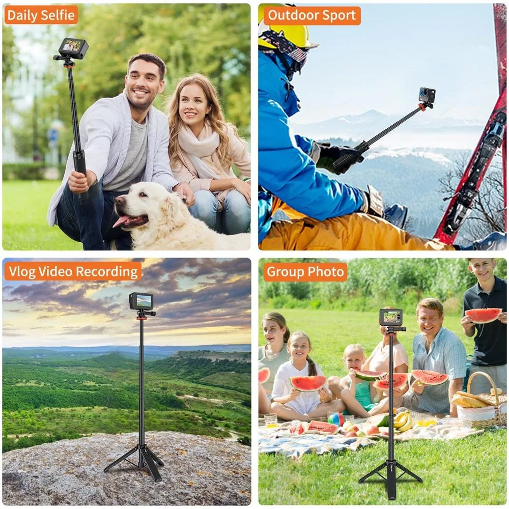 VRIG 20.1" Extendable Mini Tripod,Portable Selfie Stick Tripod for DJI OSMO Action 5Pro/4/3,GoPro Max Hero 13 12 11 10 9 8 7 6 5 4 3 3+ 2 1 Session,Insta360 X5/X4 Action Camera view 2