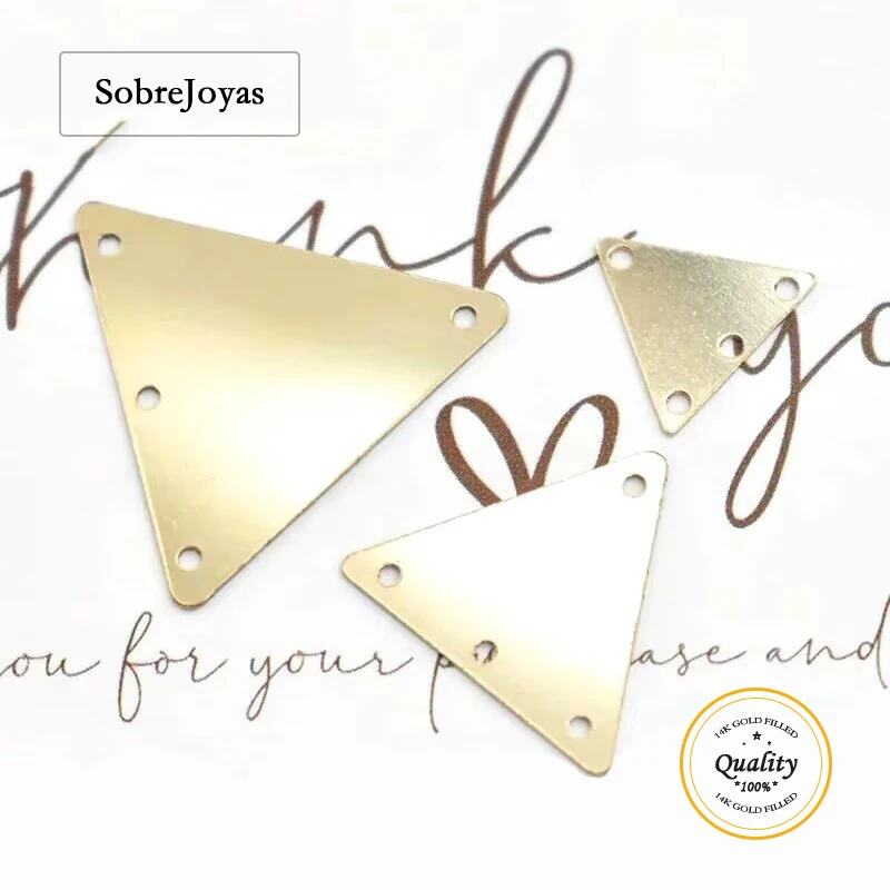 

Треугольный шарм, 14-каратное золото, заполненный разъемом, треугольный ломтик, подвеска, золотой разъем с несколькими отверстиями, устойчивая к тускнению ювелирная фурнитура