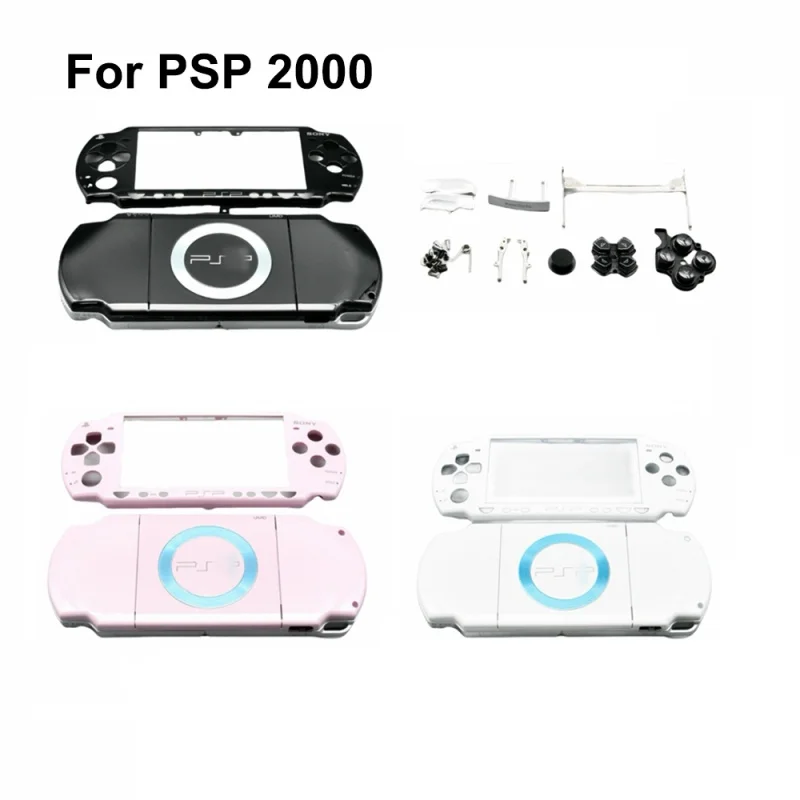 For Sony PSP 2000 2001 2002 2003 2004 Console Full Housing Shell Cover Faceplate Case Replacement Parts with Buttons Screws Set