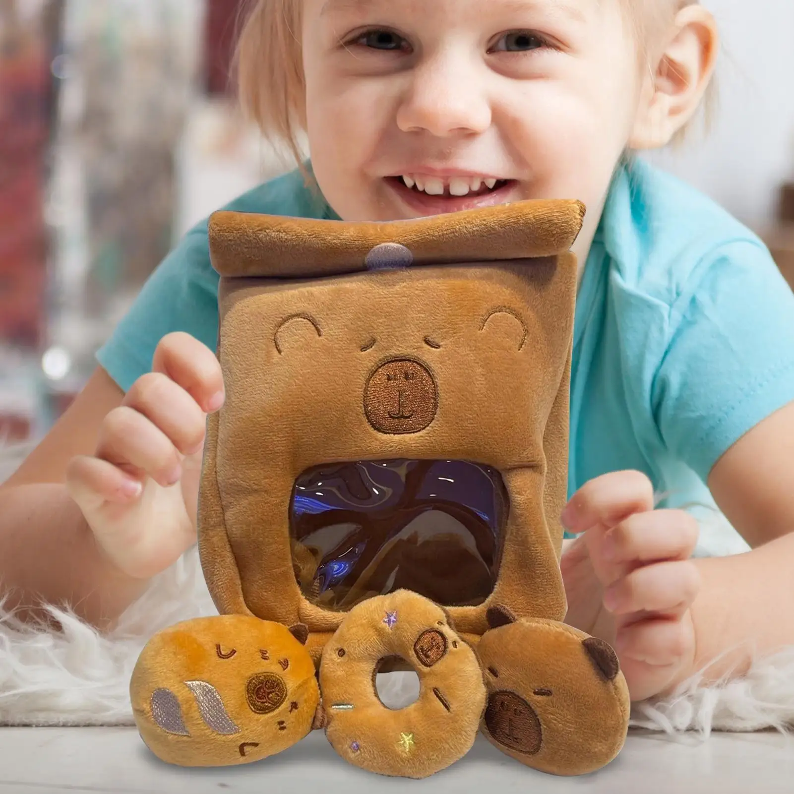 Monedero de peluche de capibara, bolsa de cambio portátil suave para guardería, niños, adultos, adolescentes, viajes, hora de dormir, sofá para niños