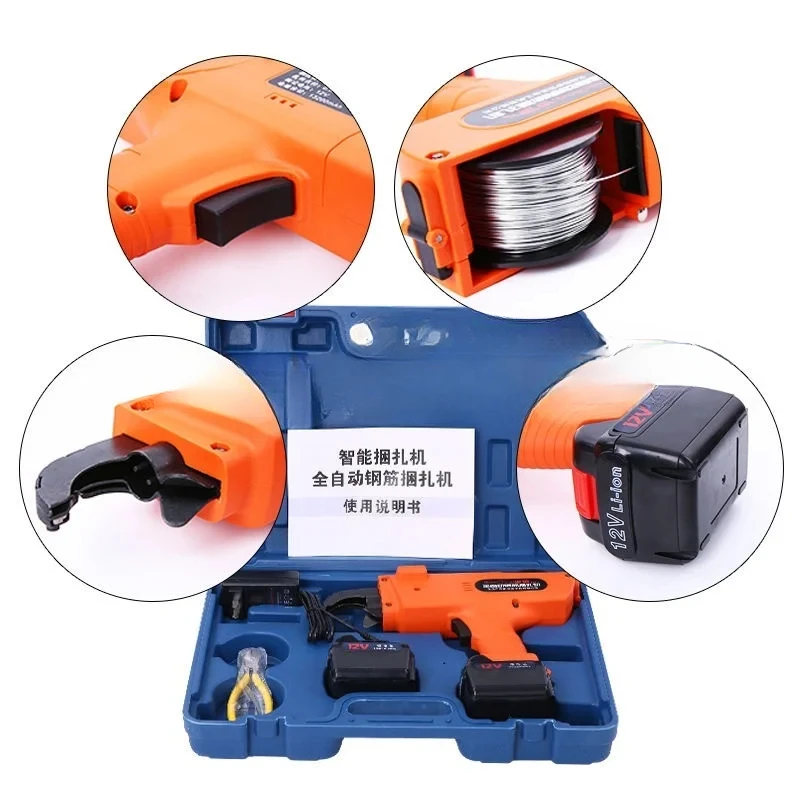 for 12V 4500mAh Automatic Rebar Binding Machine Rebar Tying Tool Cordless Cable Rechargeable Fully Automatic Rebar Tying Machine