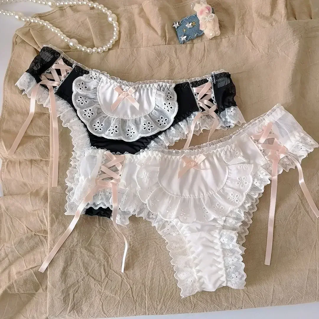 

Sexy Lingerie Lolita Lace Up Romantic Lingerie G String Underwear Women Cute Kawaii Lace Panties Women Japanese Cotton Shorts