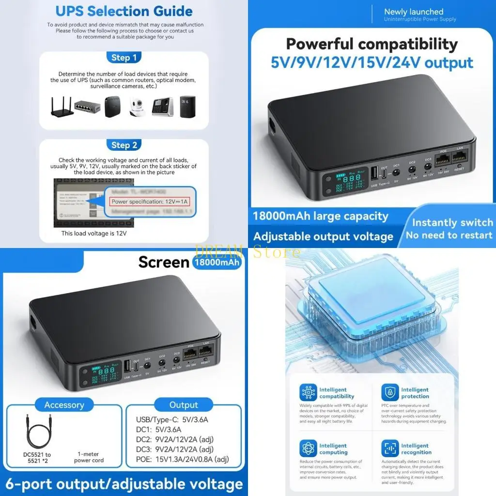 

Miniature AD2P UPS Uninterrupted Power Device For Wireless Routers Cameras 18000mah/10400mah Battery Operations best sale