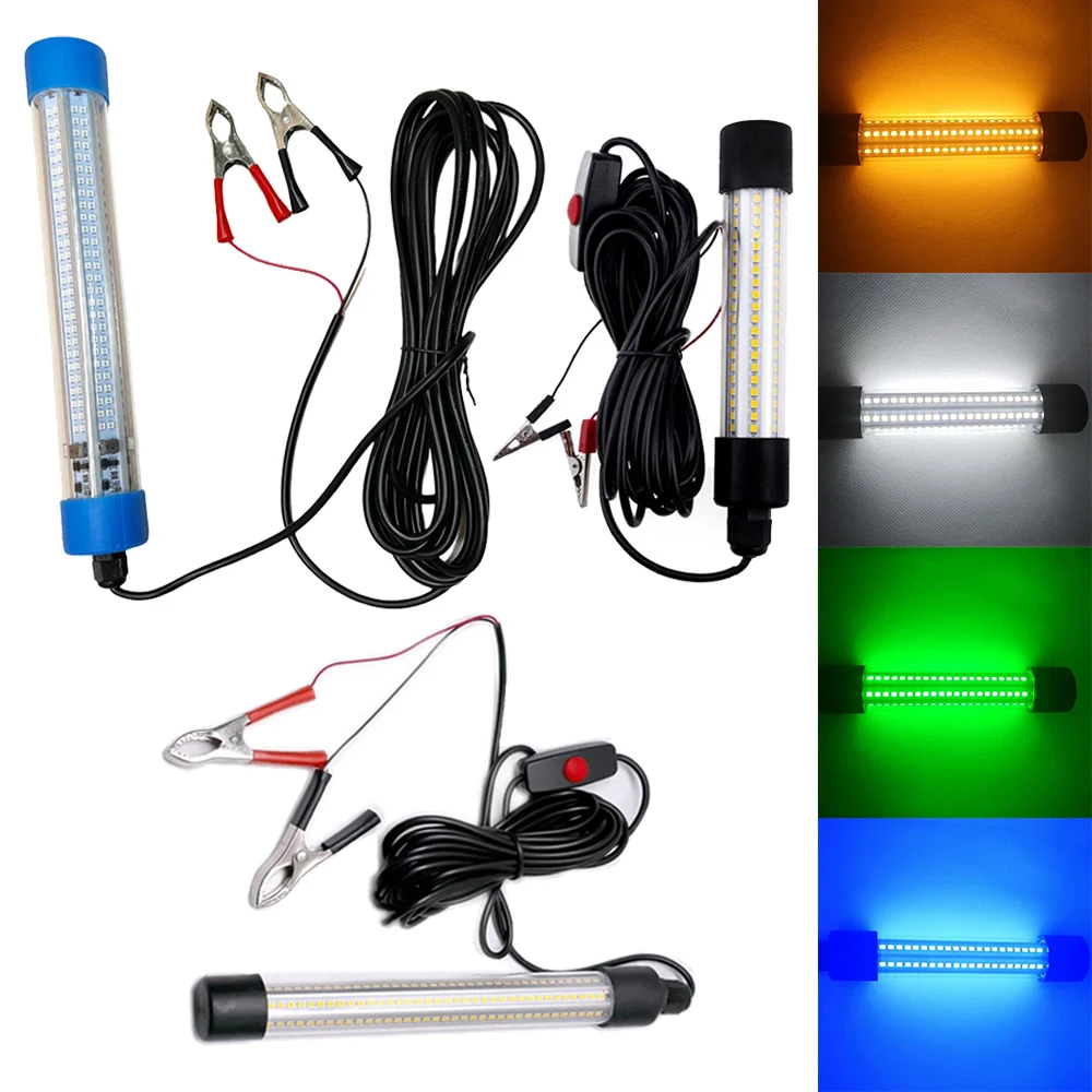 20W 30W 50W IP68 LED Fishing Tool With 5M Cord Lures For Sea Bait Colorful DC 12V Light Underwater Depth Finder Deeper Outdoor