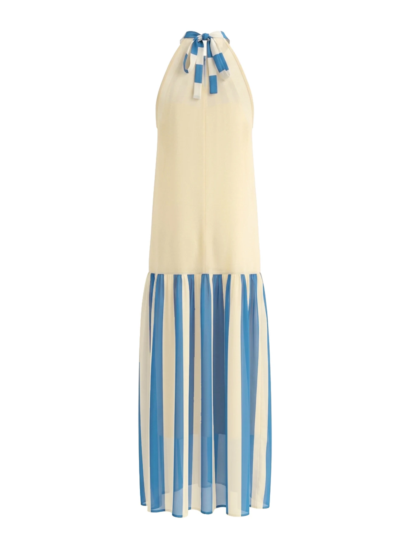 Missuoo Women's Halter Neck Color Block Striped Maxi Dress 2026 Summer Sleeveless Tiered Flowy Hem Beach Vacation Long Sundress