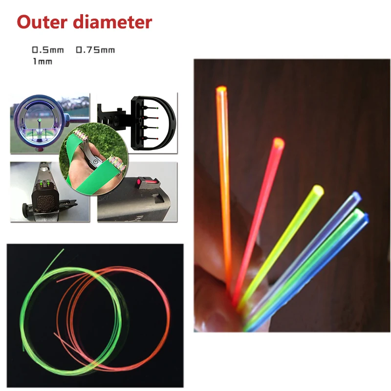 4inches Fiber Optic Bow Sight Fiber Red Green Orange 0.5/0.75/1.0mm Slingshot or Compound Bow sight Pin Bow sight Accessory