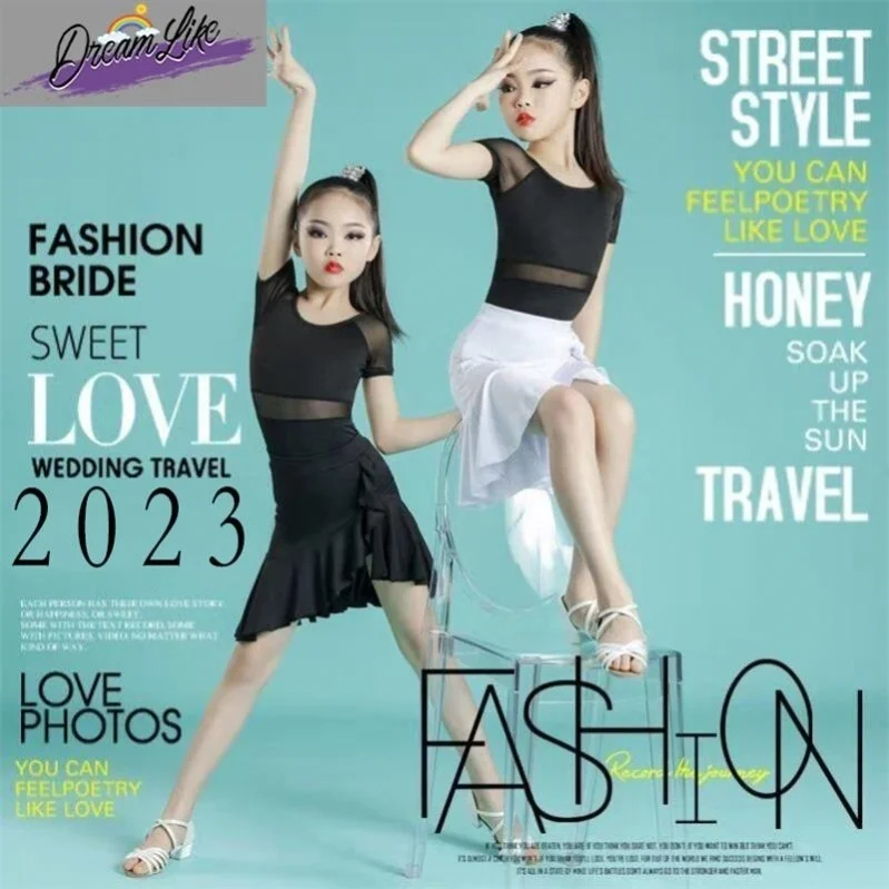 

Children's Latin Dance Outfit ort Sve Dance Skirt Separate Body Design for Girls Spring Summer Seasonal Faion Ethnic Wear