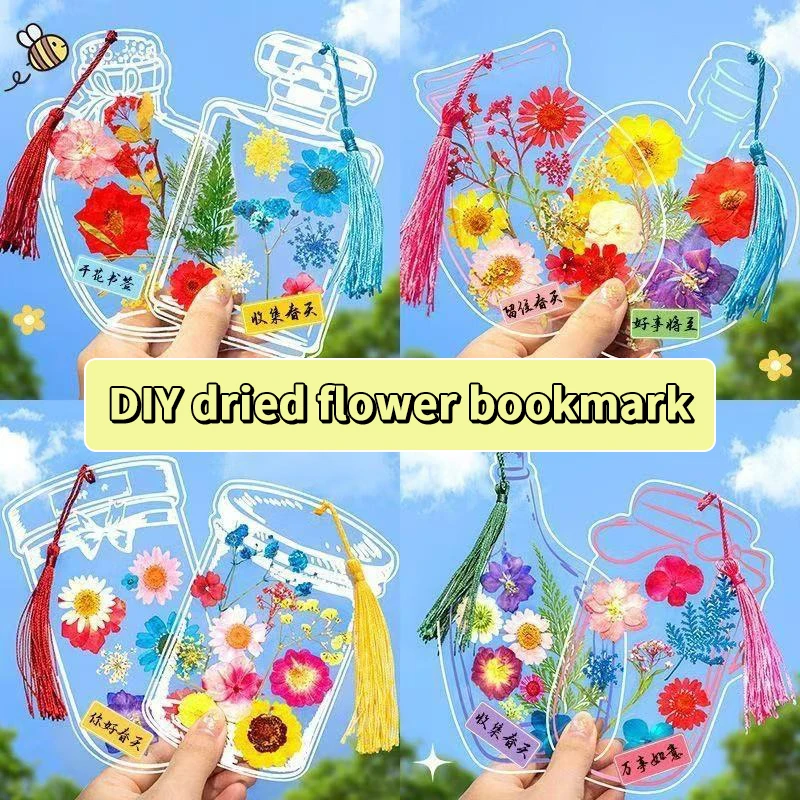 

40/60Pcs DIY Handmade Transparent Dried Flower Bookmark Set Clear Bottle Shape Bookmarks For Collecting Dried Flowers Bookmarks