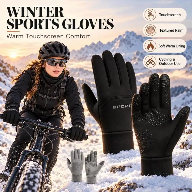 Thermal Fleece Sports Gloves Touch Screen Winter Gloves for Cycling Hiking Daily Commuting