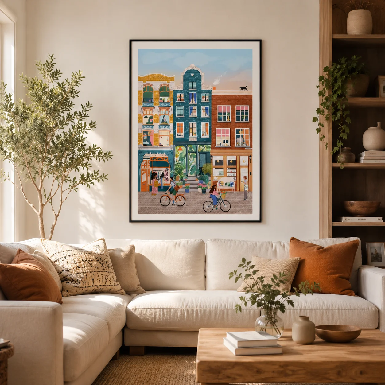 Amsterdam travel poster,Canvas Wall Print,Modern Art Illustration,High‑Grade Home Decoration Artwork for Bedroom,Living Room