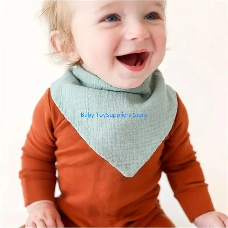

R1WF 6 Layer Cotton Muslin Baby Bibs Absorbent Newborn Bibs Baby Infants Feeding Bibs