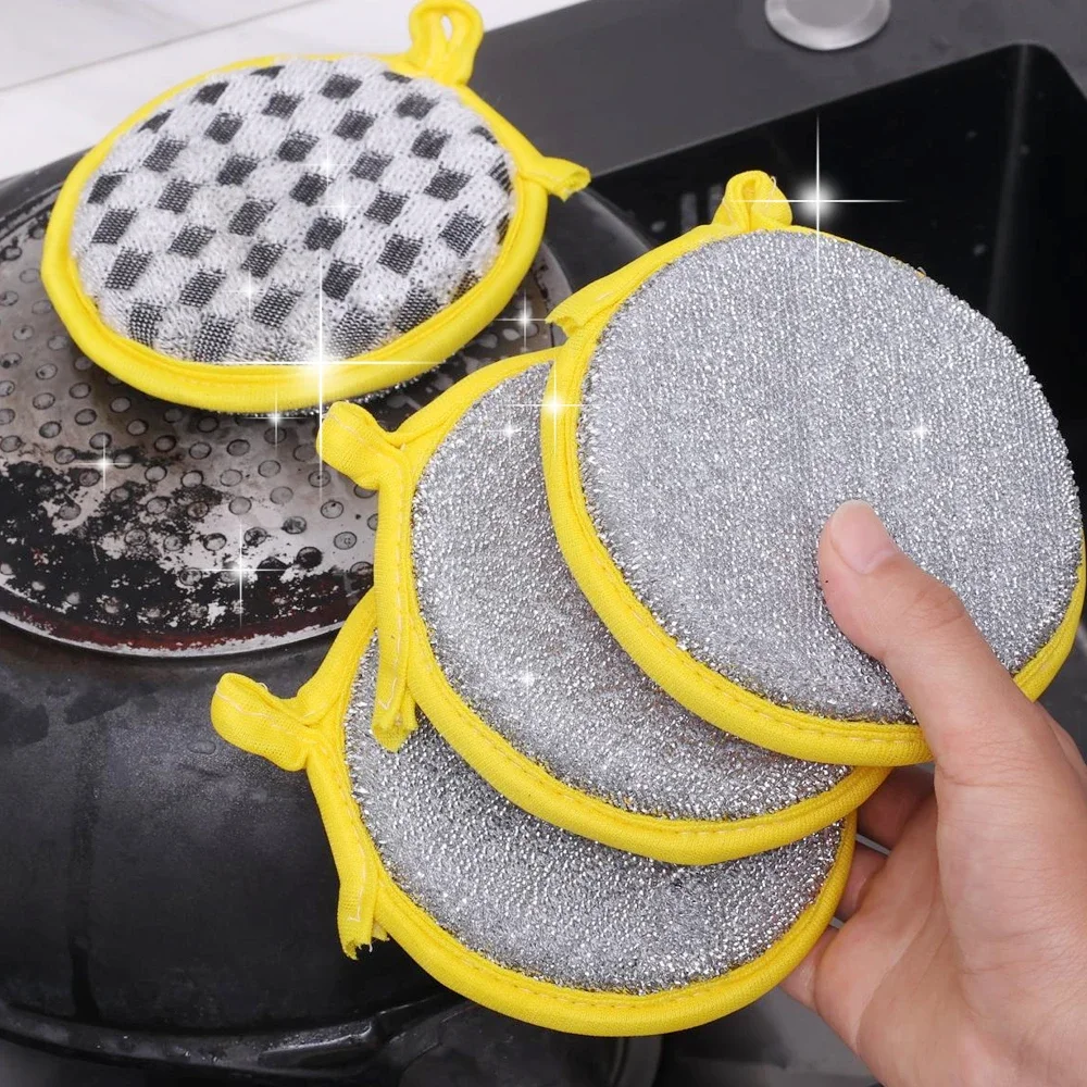 Double-Sided Cleaning Dishwashing Sponges Pan Pot Dish Wipes Wash Sponge Reusable Kitchen Brush Scouring Pad Household Tools