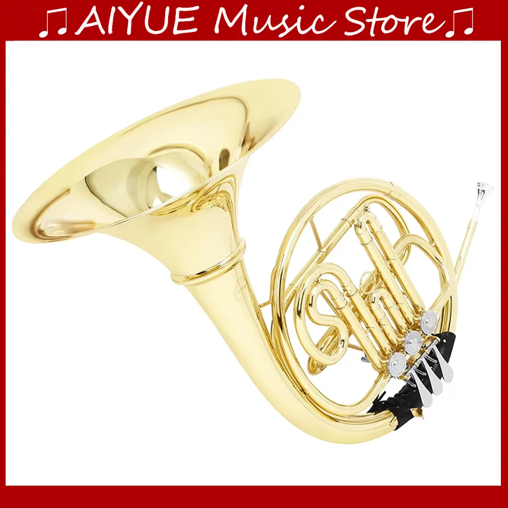 

M MBAT Bb Horn 3 Keys Gold Brass Rustproof Double Row French Horn Nickel Silver Plated Horn Playing Brass Instruments With Case