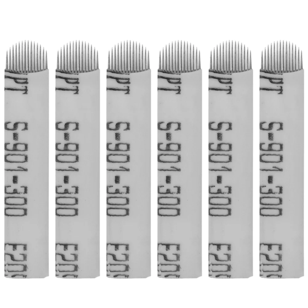 50 peças lâminas em forma de u 14 agulhas de sobrancelha lâminas de maquiagem caneta microblading (branca) lâminas de microblading lâminas de sobrancelha