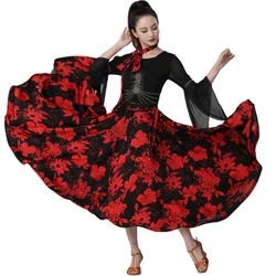 Waltz skirt new oversized skirt long skirt floral ballroom dance flamenco party skirt bottoms dance clothes practice clothes