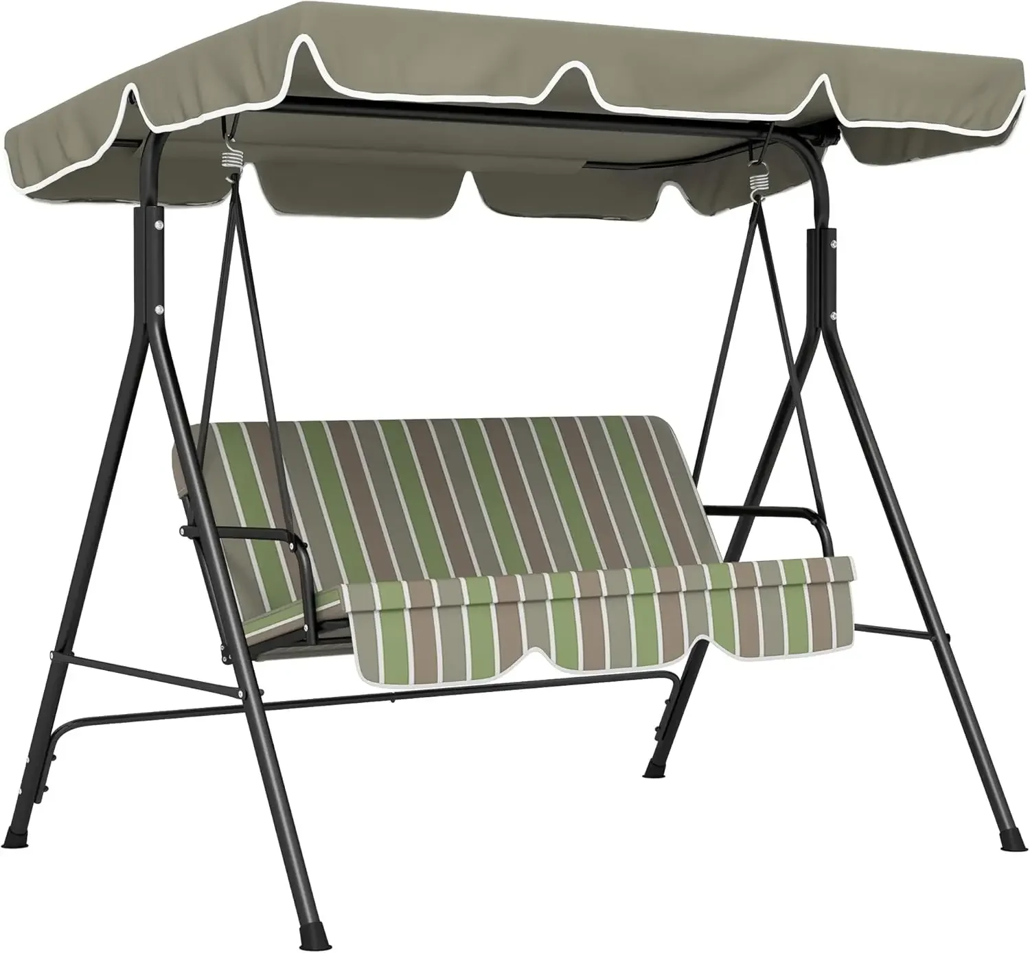 

3-Seat Outdoor Patio Swing Chair with Removable Cushion, Steel Frame Stand and Adjustable Tilt Canopy for Patio