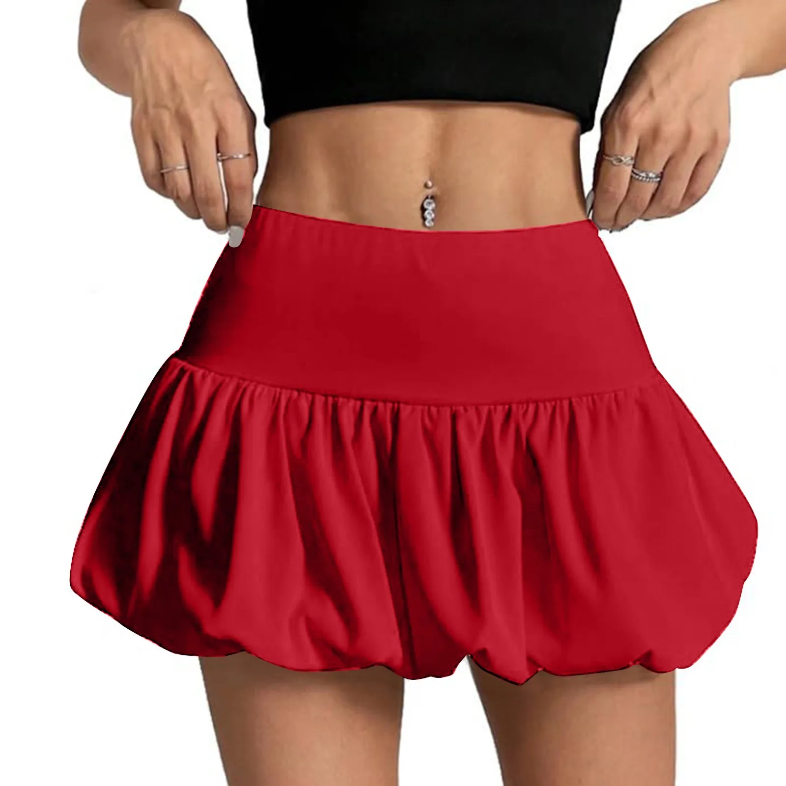

Women's Summer Bubble Skirt High Waist A-Line Fashion Short Skirt Built-in Shorts Skirts for Women Women's Skirt Skirt for Women