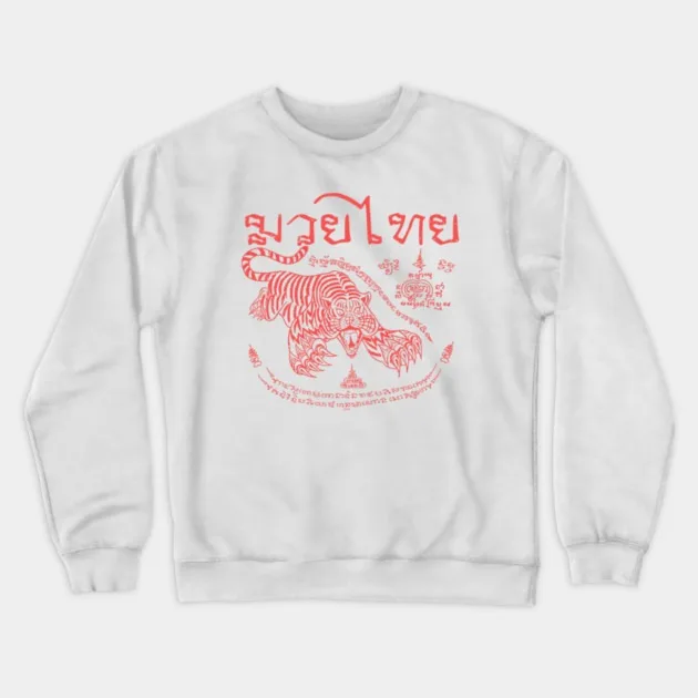 

Autumn and Winter Style Thai - Inspired Tiger Sweatshirt, "Red Tiger and Mystic Script" Graphic for A Trendy Look