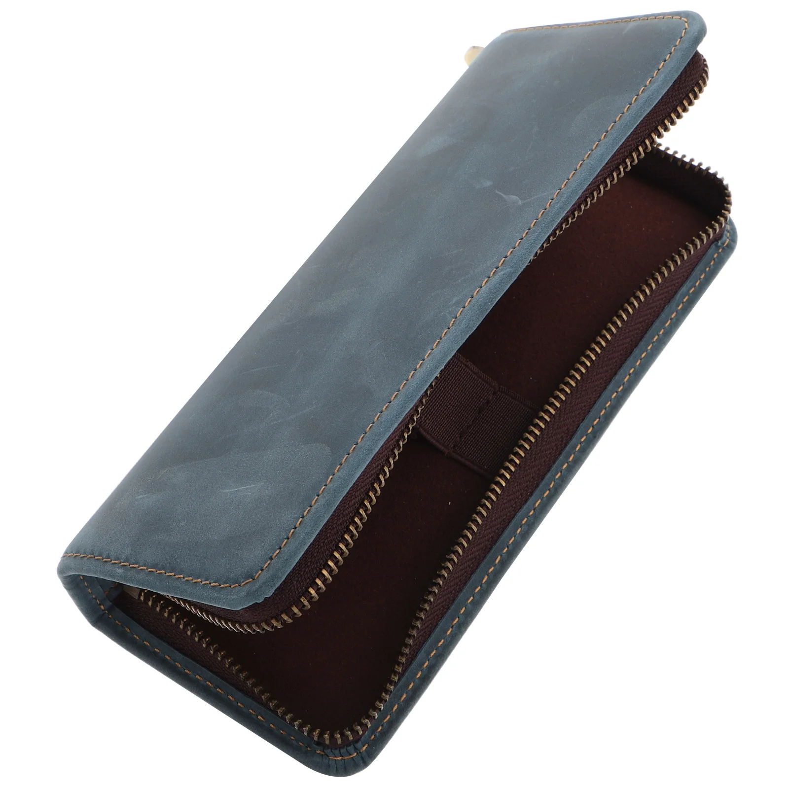 

Large Capacity Retro Cowhide Pen Case Zippered Pencil Box Organizer for School Office Pencil Boxes Pen Box