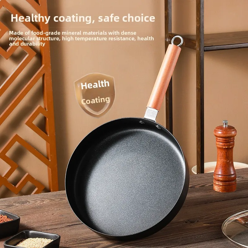 New Arrival 24/26cm Coating Free Wrought Iron Frying Pan Non-stick Skillet for Home Steak Pancake Egg Cooking
