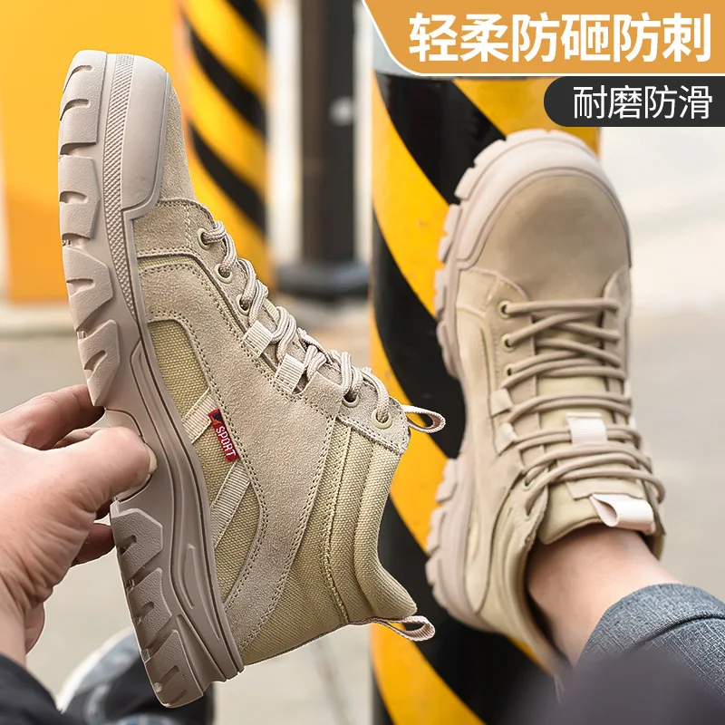 2024 High-top work safety boots men's steel toe work shoes indestructible anti-smashing anti-puncture work sneakers