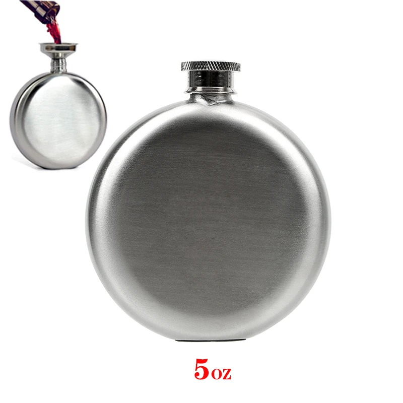 5Oz Round Whiskey Flask Stainless Steel Alcohol Hip Flasks Russian Wine Bottle Liquor Pot Drinkware Accessories