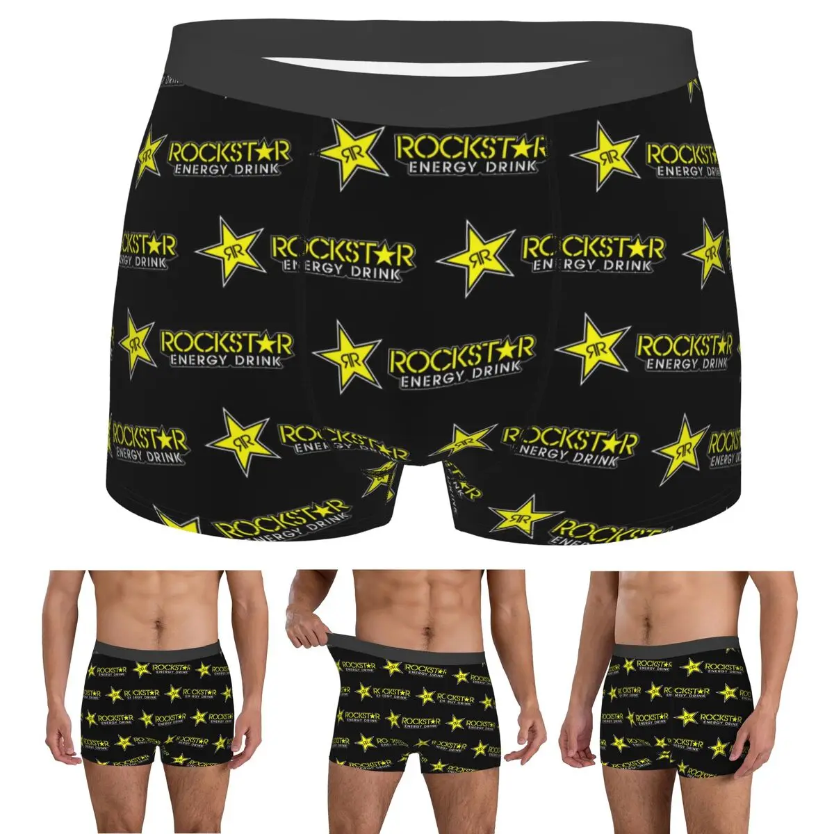 

Трусы-боксеры, шорты Rockstar Energy Drink, мужские вентилируемые трусы для Homme, мужской подарок бойфренду