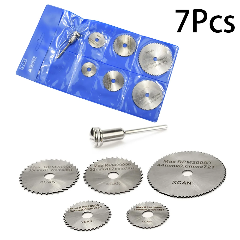 7pcs Mini HSS Circular Saw Blade Set 22-50mm Cutting Disc Rotary Power Tool For Dremel Accessories Tools Wood Cutting Disc