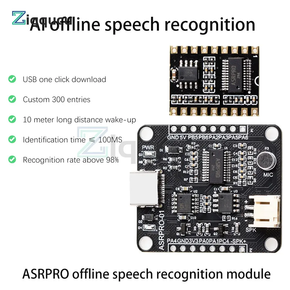 Modulo di riconoscimento vocale ASR PRO porta seriale download con un clic scheda di sviluppo vocale offline