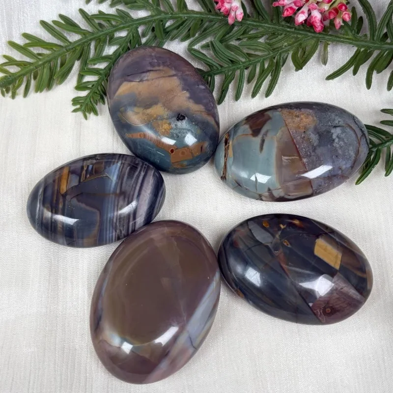 Natural Marine Agate Stone Grinding Hand Piece Hot Compress Stone Palm Stone Mineral Crystal Stone Ornaments Wholesale
