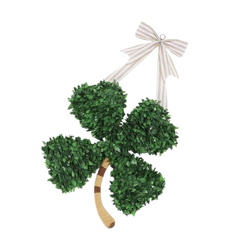 Four Clovers Pendant Shamrock Door Hanging With Wooden Accent For Patrick's Day Classroom Restaurant Decoration 15UB