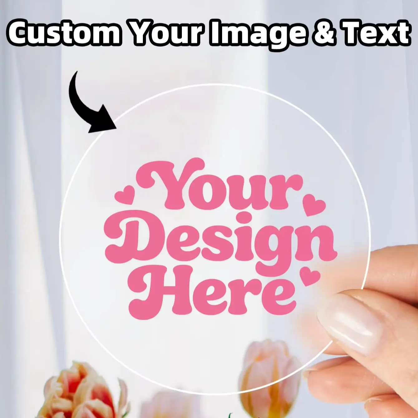 1-100PCS Custom Round Waterproof Oil-Proof Stickers Labels for Envelopes, Gift Boxes, Planners, Lockers, Candy Bags