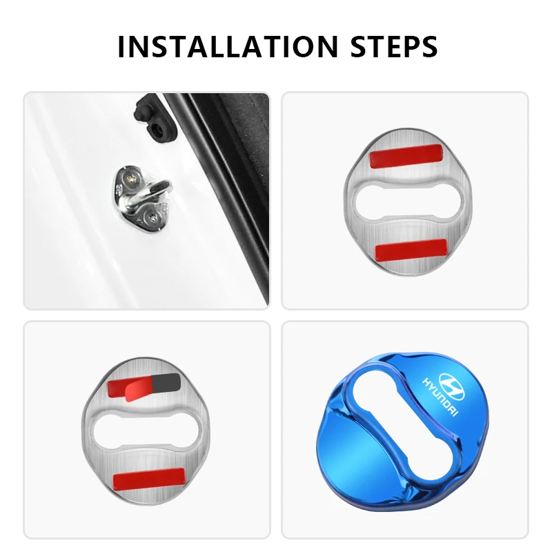 4 قطعة قفل باب السيارة غطاء الفولاذ المقاوم للصدأ حماية اكسسوارات لشركة هيونداي جينيسيس N-LINE I10 I20 I30 I40 IX20 IX35 كونا جيتز