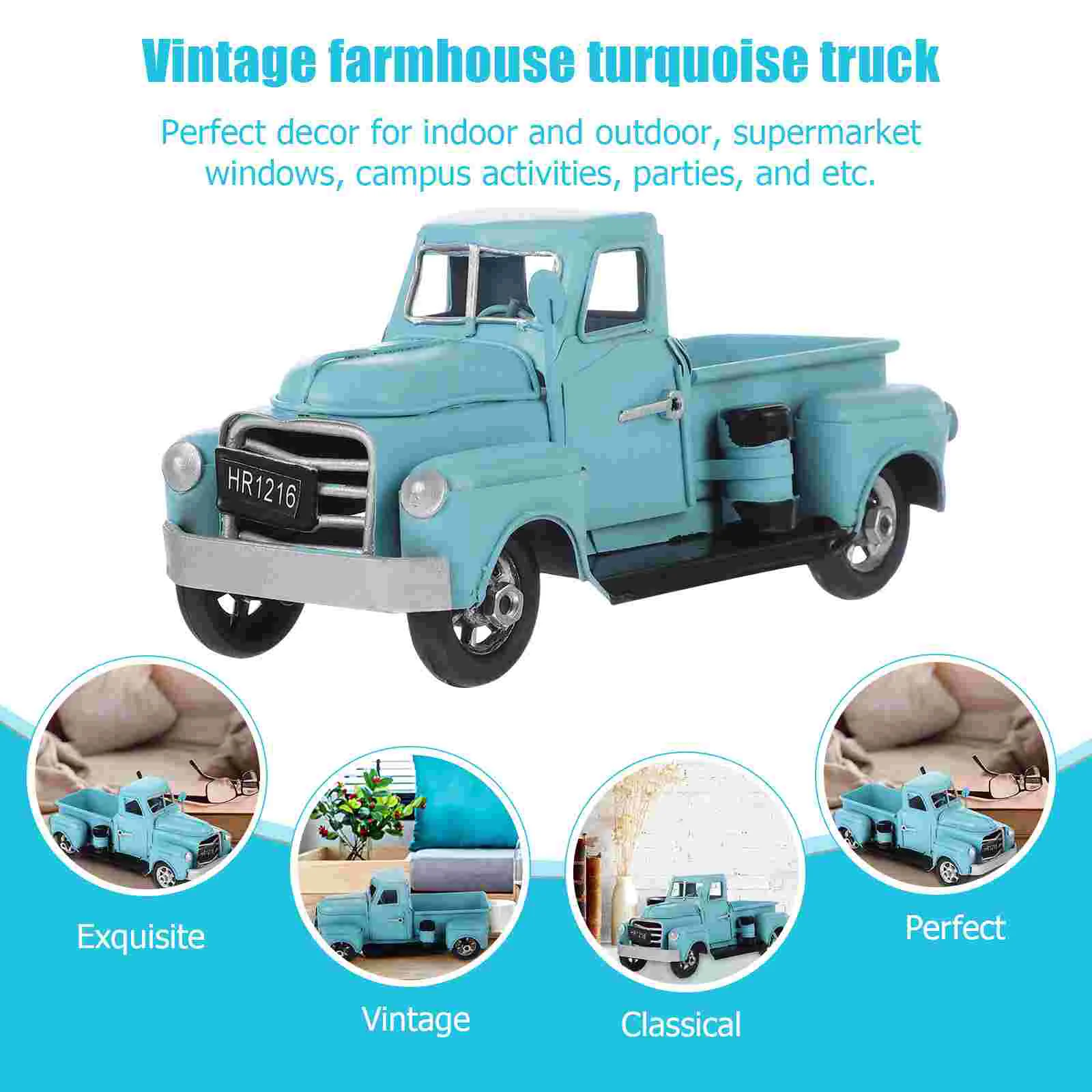 Tin Car Model Photo Prop Iron Pickup Truck Vintage Models for Decoration Ship Adornment