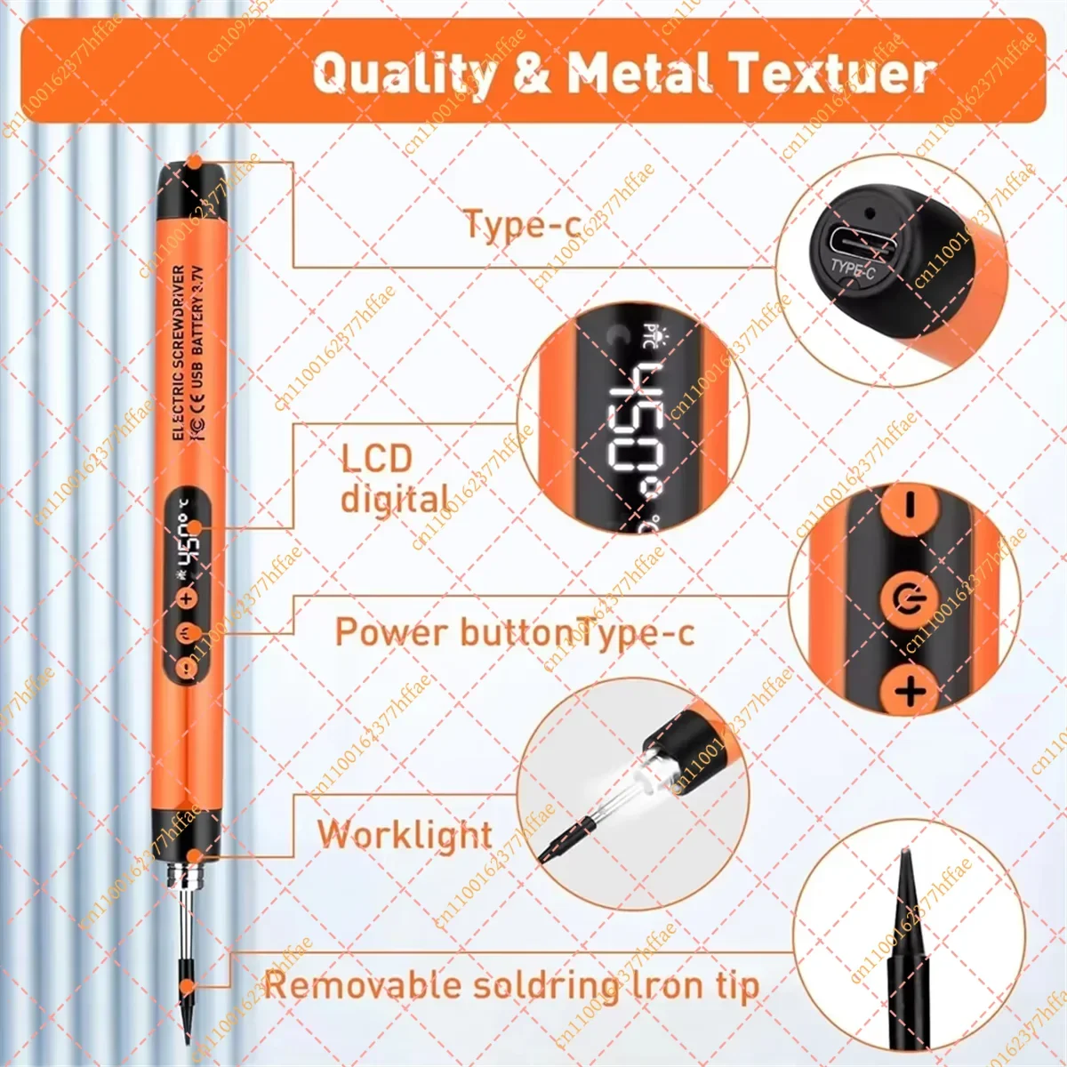 Mini Cordless Soldering Iron Kit USB Portable Soldering Iron with LCD Adjustable Temperature Soldering Kit Gray