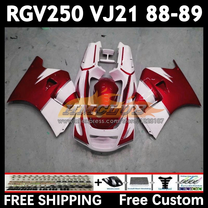 Body Kit For SUZUKI Pearl red SAPC VJ21 RGV250 88 89 18No.145 RGVT250 VJ 21 RGV-250 RGVT RGV 250 CC 1988 1989 Full Fairing Set