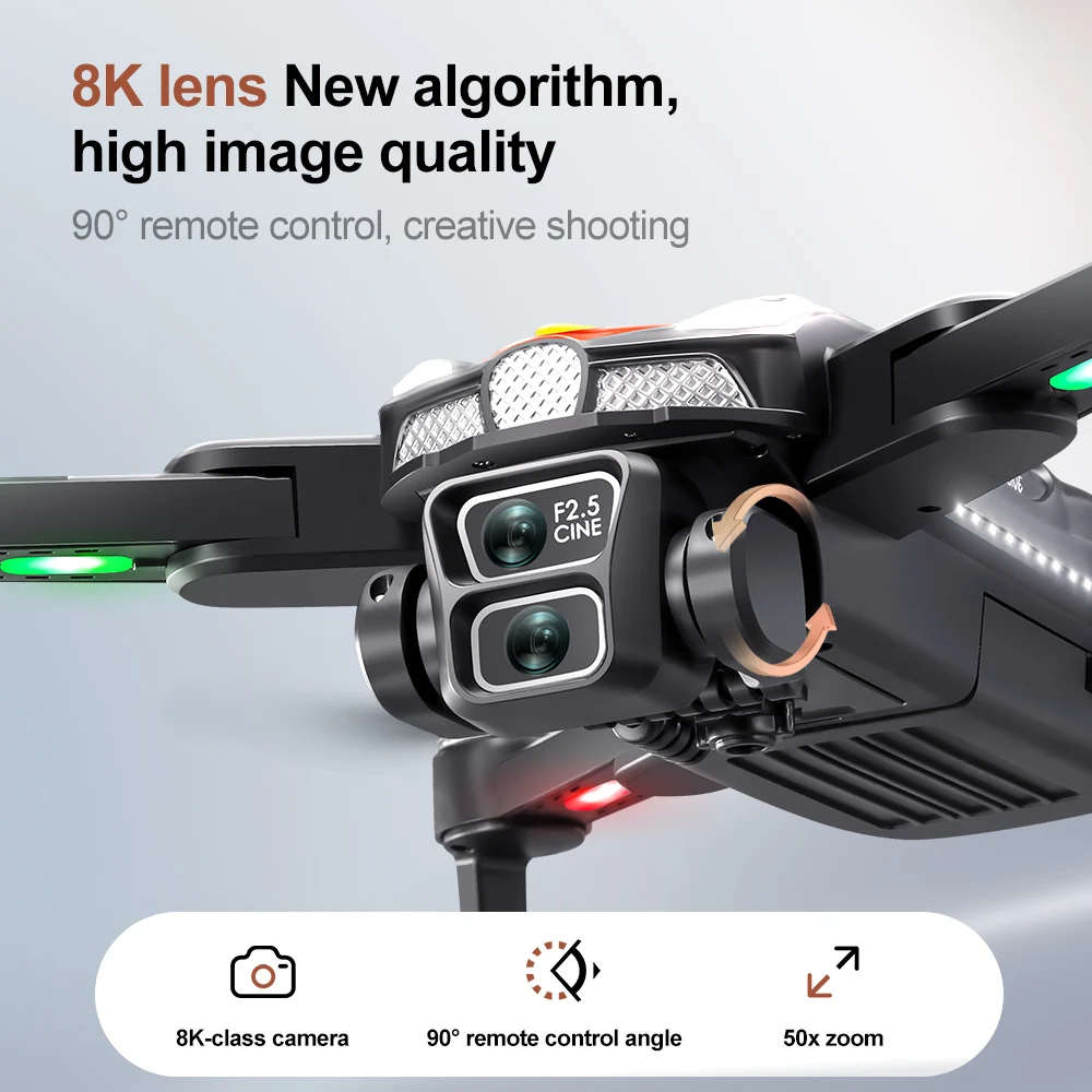 طائرة بدون طيار KBDFA V192 احترافية 8K HD كاميرا مزدوجة FPV محرك بدون فرشاة تدفق بصري تحوم تجنب العوائق أربعة محاور RC بدون طيار