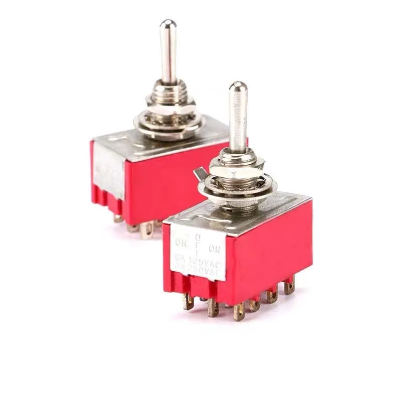 MTS-302 Toggle Switch 6A 125VAC Mini 6mm 9pin 12pin MTS-402 MTS-403 ON OFF SPDT Miniature Toggle Switch Red