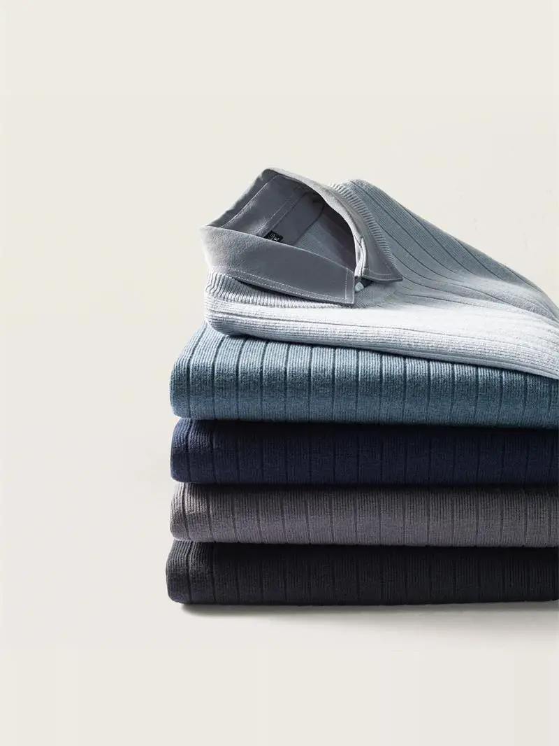 

Мужской деловой повседневный шерстяной вязаный свитер с воротником-поло, осенне-зимний, с эффектом двухслойности, модный, с длинным рукавом, для активного образа жизни молодежи