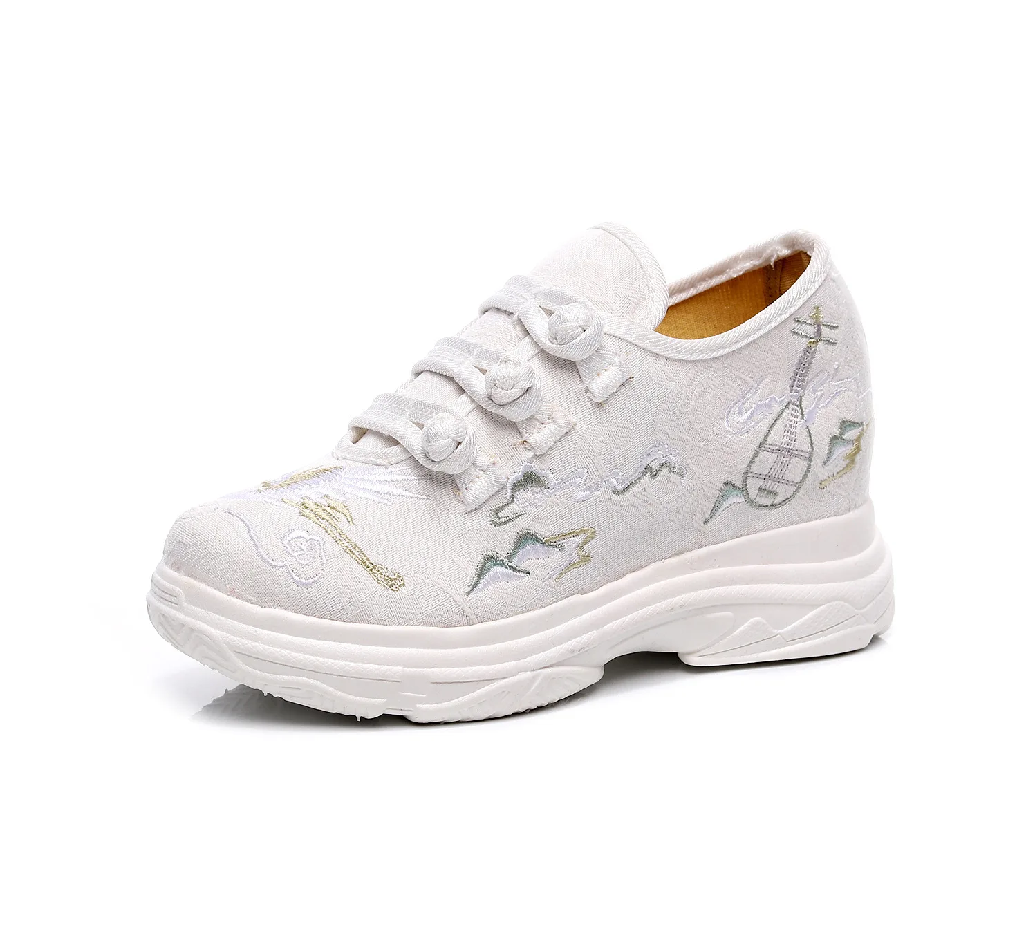 

Size 35-41 Ethnic Style Wedges High Heel Women Shoes Embroidered Flower Comfortable Cheongsam Hanfu Shoes